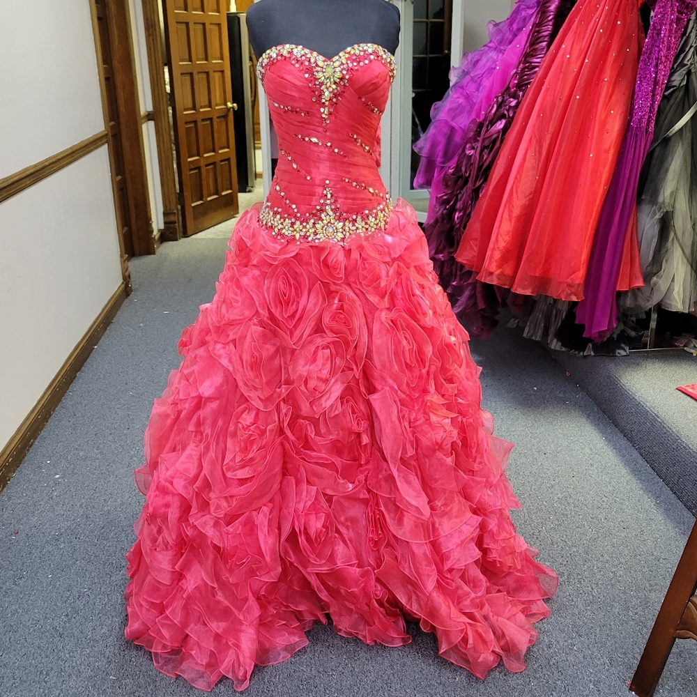 KARISHMA CHERRY RED BALLGOWN DRESS